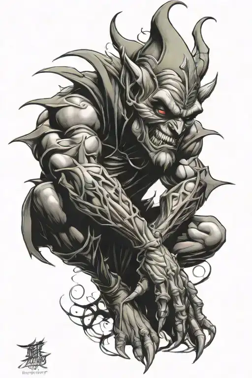 green goblin as a jester tattoo design idea