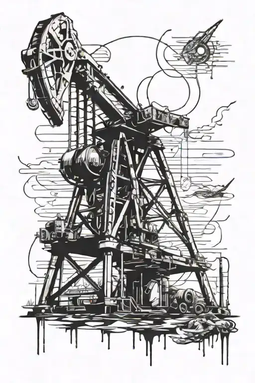 oilfield Derrick with blood  tattoo design idea