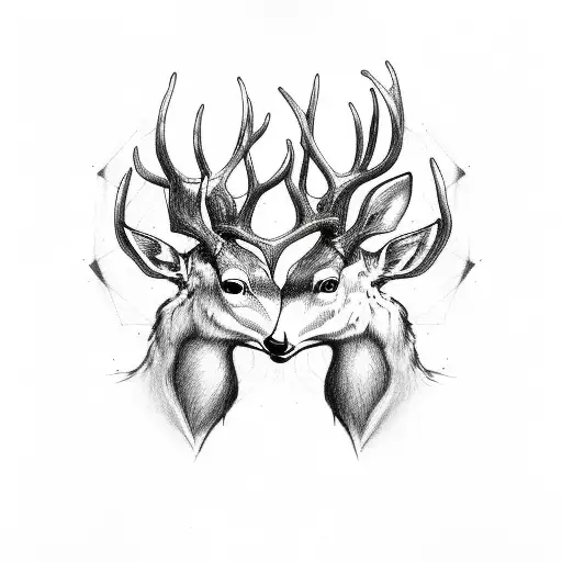two deers, deathly hallows  tattoo design idea