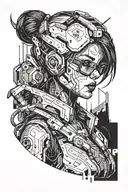 cyberpunk girl tattoo design idea