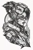 cyberpunk girl tattoo design idea