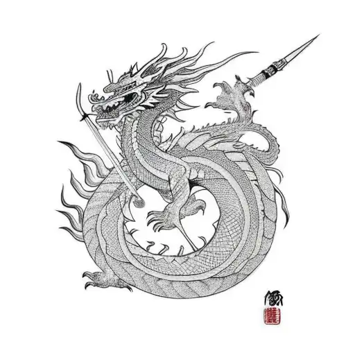 Dragon samurai  tattoo design idea