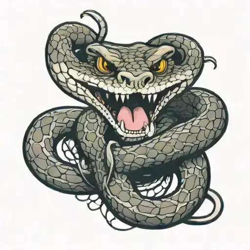 snake eating rat holding tattoo design idea