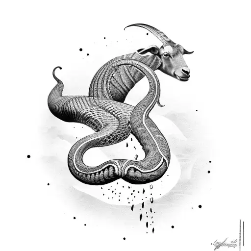 anaconda, goat, water, full sleeve  tattoo design idea