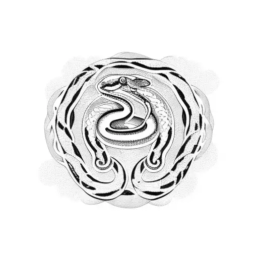 A blackwork silhouette of a snake with documentary film frames as its skin pattern tattoo design idea