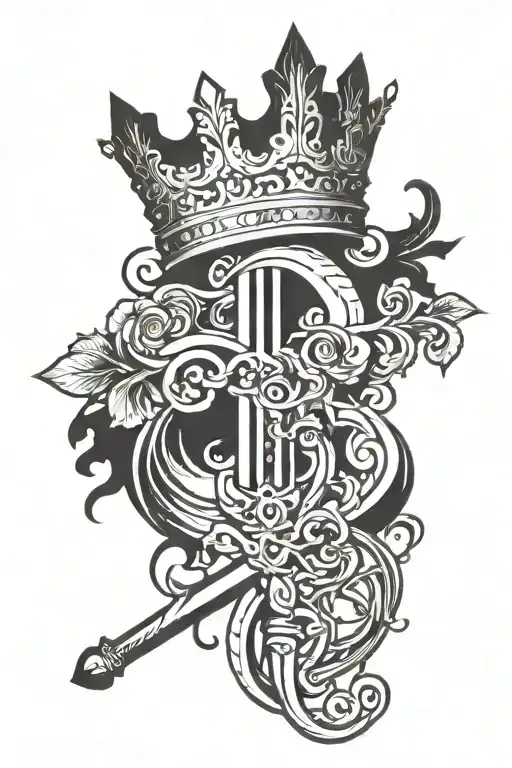 idea to cover sword and crown tattoo design incorporating musical notes tattoo design idea