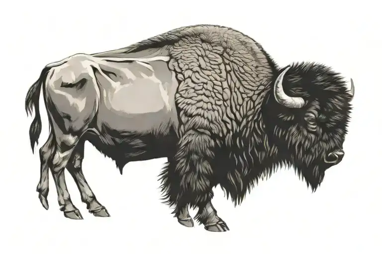 bison silhouette tattoo design idea