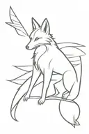 fox with a 18 wheeler and angle wings tattoo design idea