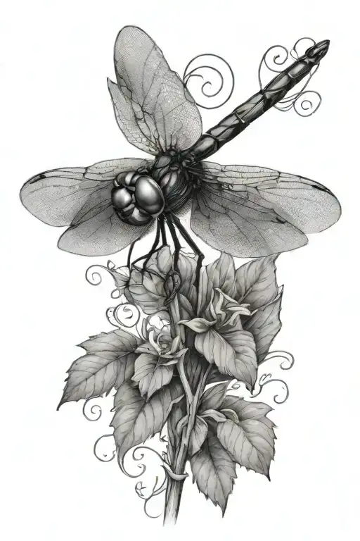 dragonfly perched tattoo design idea