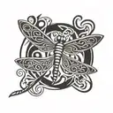 celtic dragonfly flying tattoo design idea