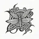 celtic dragonfly flying tattoo design idea