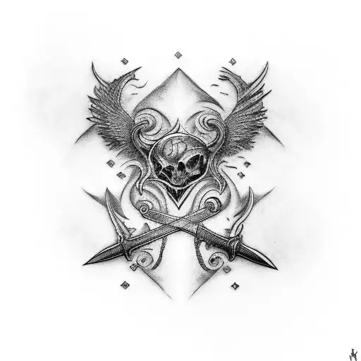 spine tattoo with sword tattoo design idea