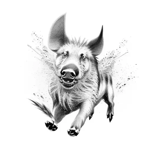 dogs hunting boar tattoo design idea