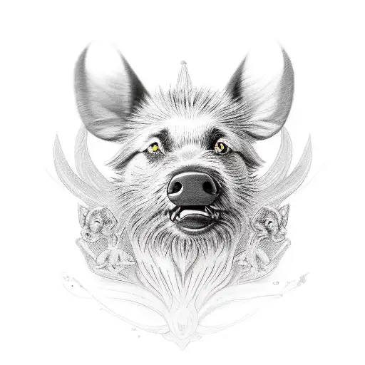 dogs hunting boar tattoo design idea