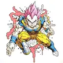 majin vegeta dragon ball colored dripping blood tattoo design idea