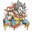 majin vegeta dragon ball colored dripping blood tattoo design idea