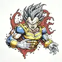 majin vegeta dragon ball colored dripping blood tattoo design idea