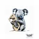 koala eating trash  tattoo design idea