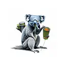 koala eating trash  tattoo design idea