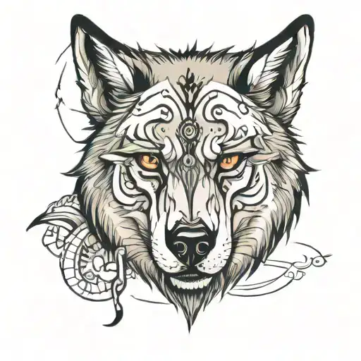 wolf with scar on one eye tattoo design idea