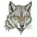 wolf with scar on one eye tattoo design idea