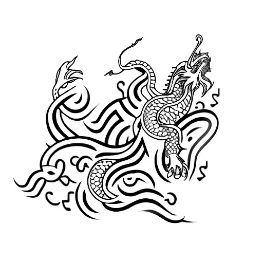 A minimalist tattoo of musical notes forming the shape of a dragon tattoo design idea