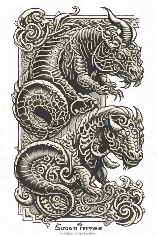 scorpio bull and leo fortune card tattoo design idea