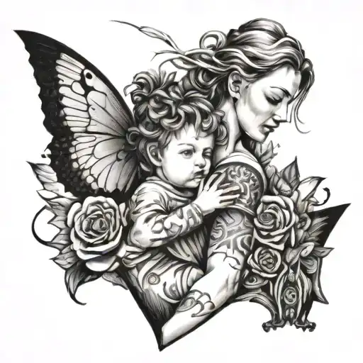 Mom supporting boy tattoo design idea