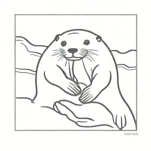 sea otter holding hands tattoo design idea