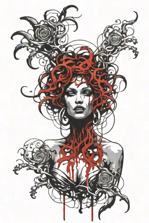Medusa crying tattoo design idea