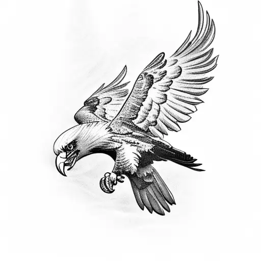A black-grey tattoo of a majestic eagle soaring above a field of barley tattoo design idea