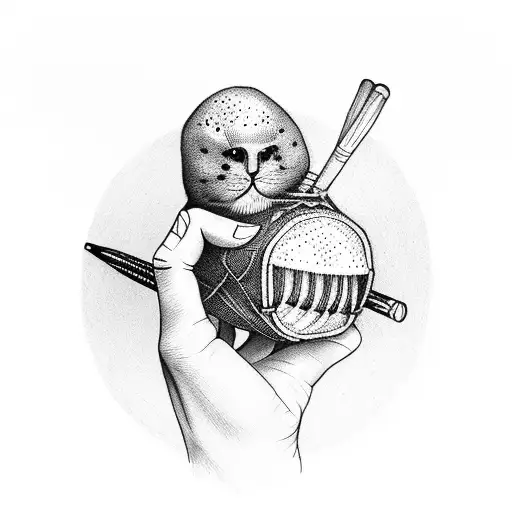 two hands holding a drum stick tattoo design idea