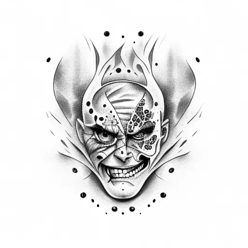 two face sad and happy  tattoo design idea