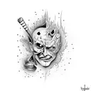 two face sad and happy  tattoo design idea