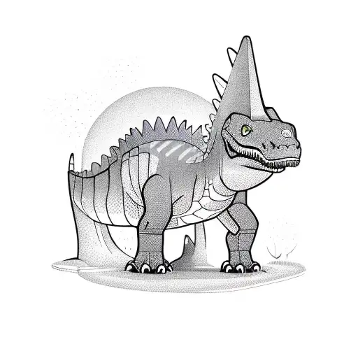 dinosaur 90 cartoon stile with kids toy theme  with the name "Samantha" on the bottom tattoo design idea