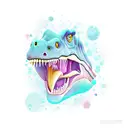 dinosaur 90 cartoon stile with the name "Samantha" on the bottom tattoo design idea