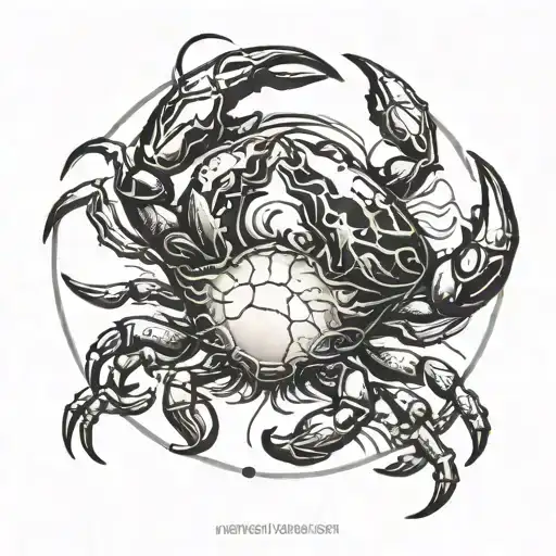 cancer logo combined with yin yang as a background linked with full moon the crab should fight with asylesha symbol tattoo design idea