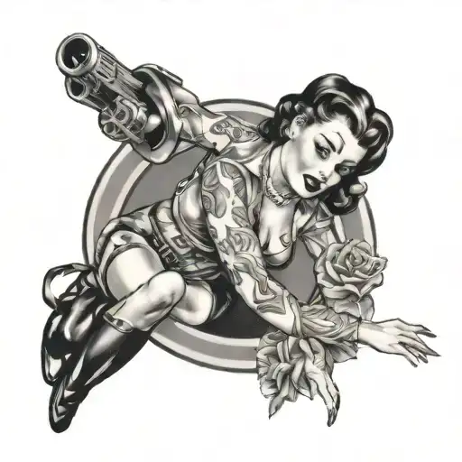 pinup girl frankstien tattoo design idea
