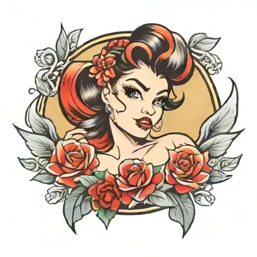 pinup girl tattoo design idea