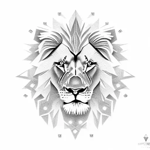 Lion in Diamond outline looking 3D with Roman Numerals of 1993 under tattoo design idea