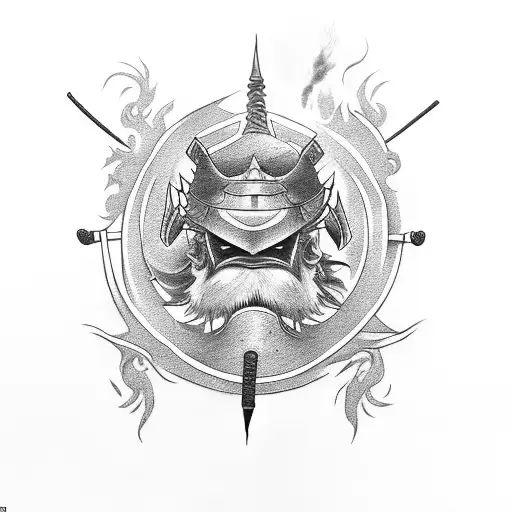 samurai with fire sword  tattoo design idea