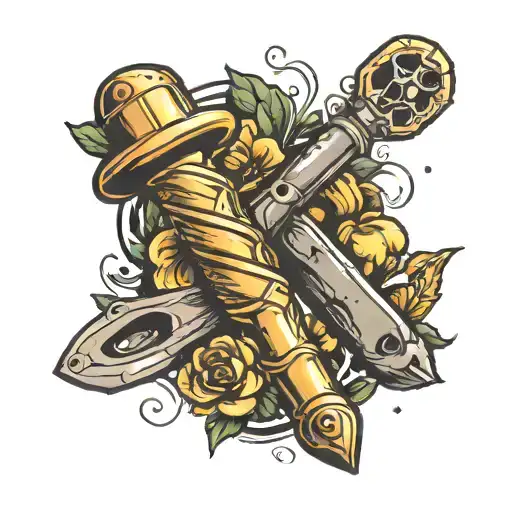 plantain and hammer tattoo design idea