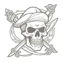 Pirate skull with crossing swords simple tattoo design idea