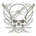 Pirate skull with crossing swords tattoo design idea