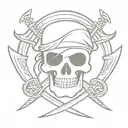 Pirate skull with crossing swords tattoo design idea