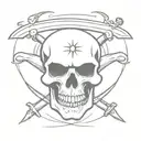 Pirate skull with crossing swords tattoo design idea