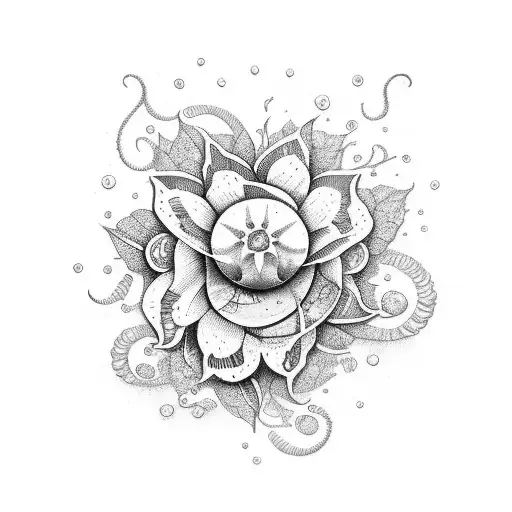 ramos de folhas e flores tattoo design idea