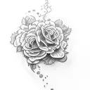 folhas e flores tattoo design idea