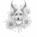 folhas e flores tattoo design idea