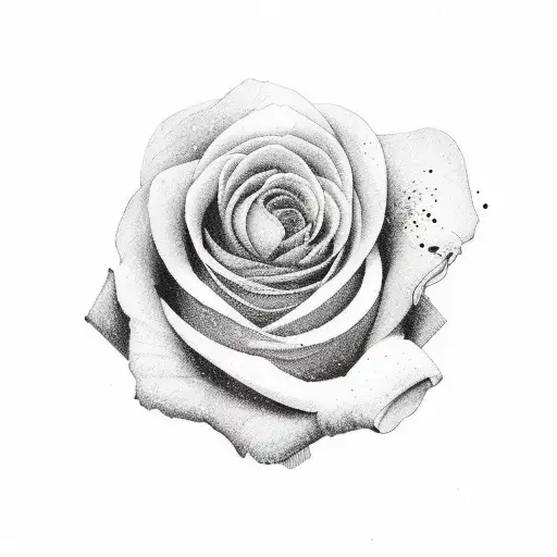 a black rose with vibrant red watercolour petals. through the bottom of the stem is the date 24/08/2019. tattoo design idea